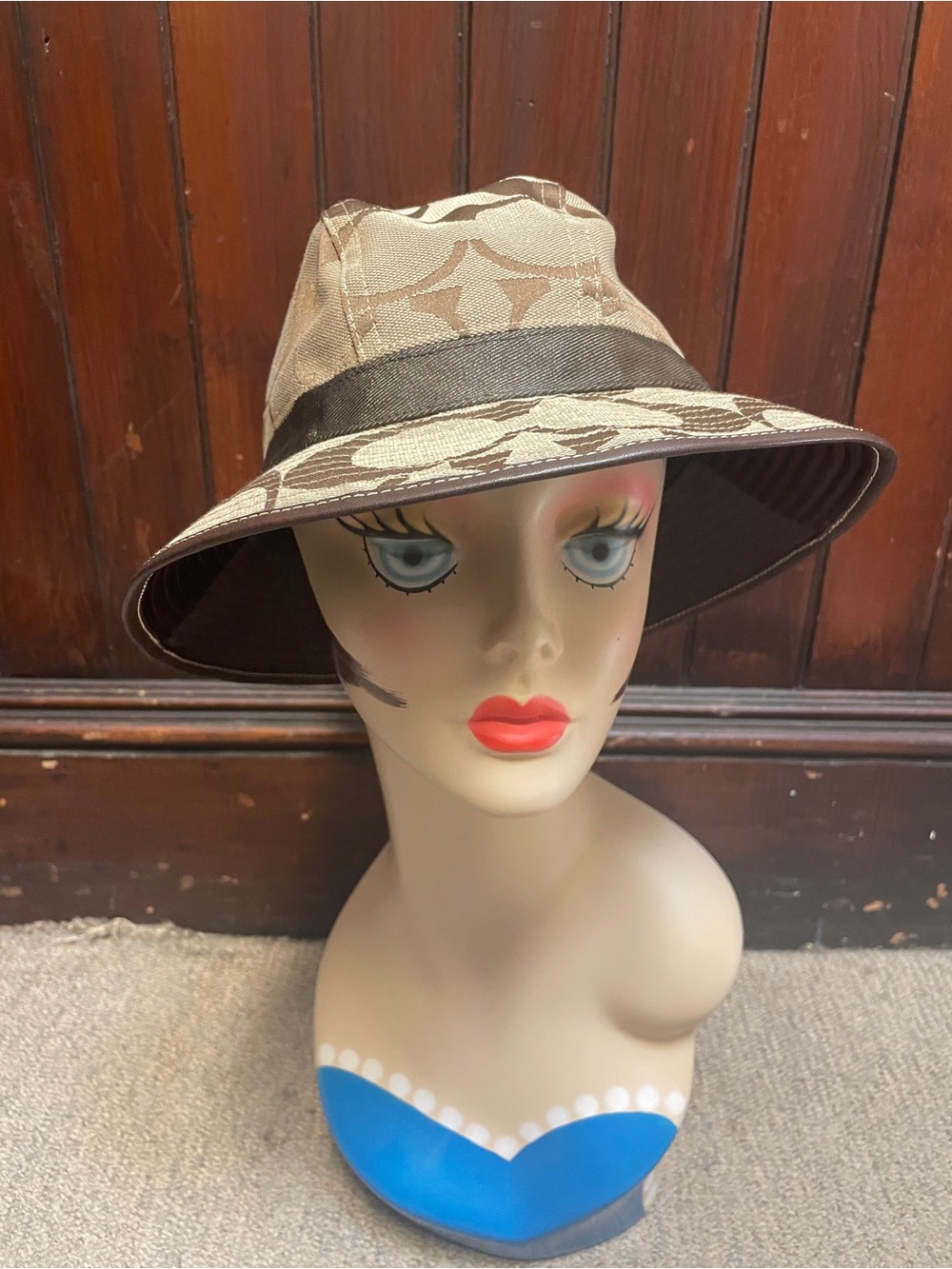 Coach Brown Patterned Bucket Hat